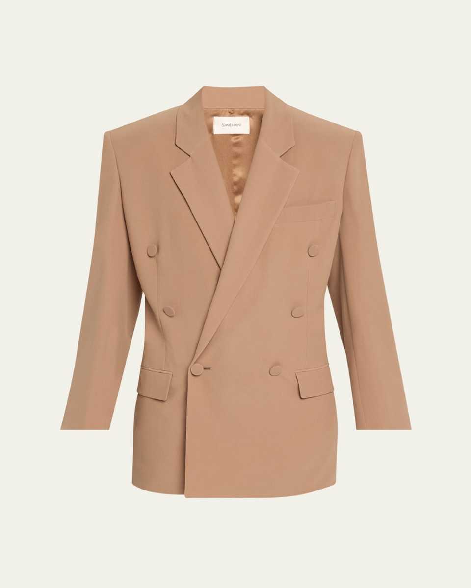 Double-Breasted Silk Wrap Blazer